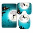 thumbnail image 1 of PKQWTM Halloween Flying Witch Full Moon 3 Piece Bathroom Rugs Set Bath Rug Contour Mat and Toilet Lid Cover, 1 of 2