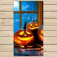 thumbnail image 1 of PKQWTM Halloween Pumpkin Head Jack Lantern Burning Candles Microfiber Bath Towels Bathroom Body Shower Towel Size 30x56 Inches, 1 of 1