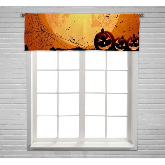PKQWTM Halloween Window Curtain Valance Rod Pocket 54x18 inch