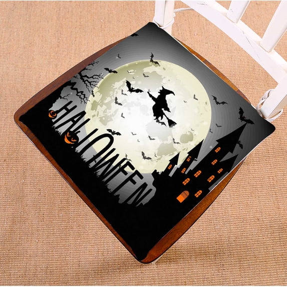 PKQWTM Halloween Witch Full Moon Chair Pads Chair Mat Seat Cushion Chair Cushion Floor Cushion Size 16x16 inches