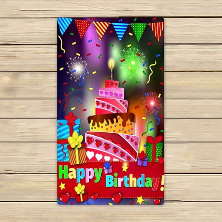 PKQWTM Happy Birthday Paper Sign Over Confetti Holiday Microfiber Bath Towels Bathroom Body Shower Towel Size 16x28 Inches