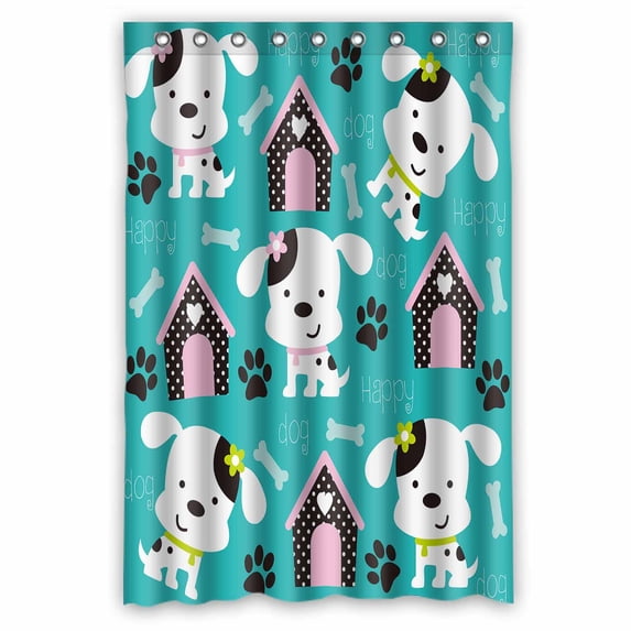 PKQWTM Happy Dog Paw Print And Bone WaterProof Polyester Fabric Shower Curtain Size 48x72 Inches