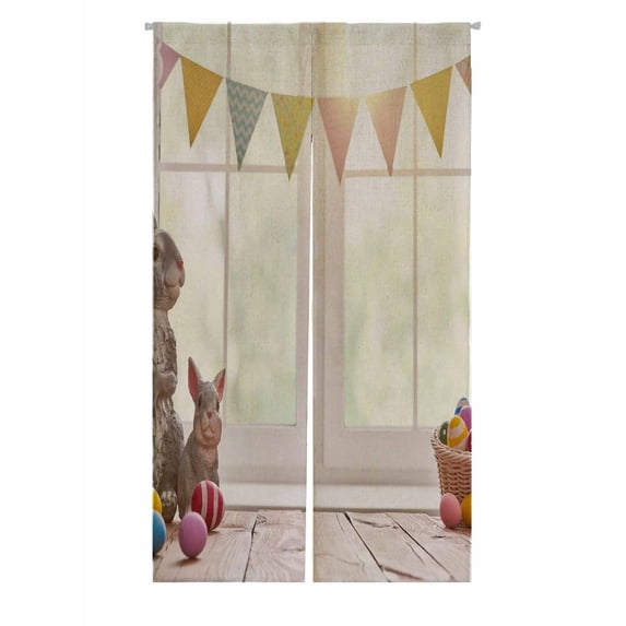 PKQWTM Happy Easter Door Curtain Window Cover Home Decor Hanging Curtain Size 85x150 CM