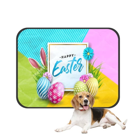 PKQWTM Happy Easter Egg Rabbit Ears And Flower Pet Dog Cat Bed Pee Pads Mat Cushion Potty Dogsblankets Crate Bed Kennel 14x18 inch