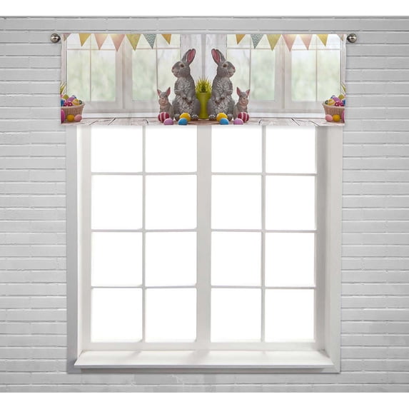PKQWTM Happy Easter Window Curtain Valance Rod Pocket 54x18 inch