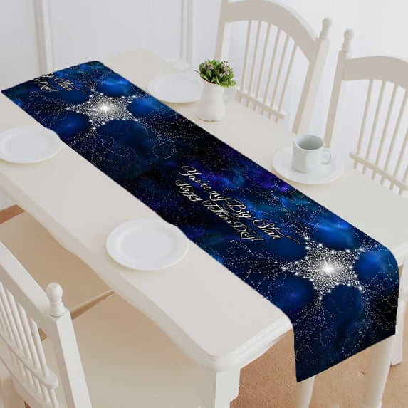 PKQWTM Happy Father's Day Cotton and Linen Table Runner Kitchen Dining Room Supplies Size 16x72 Inch