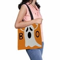 thumbnail image 1 of PKQWTM Happy Halloween Funny Flying Ghost Canvas Shoulder Bags Handbags Tote Bags Shopping Bag, 1 of 2