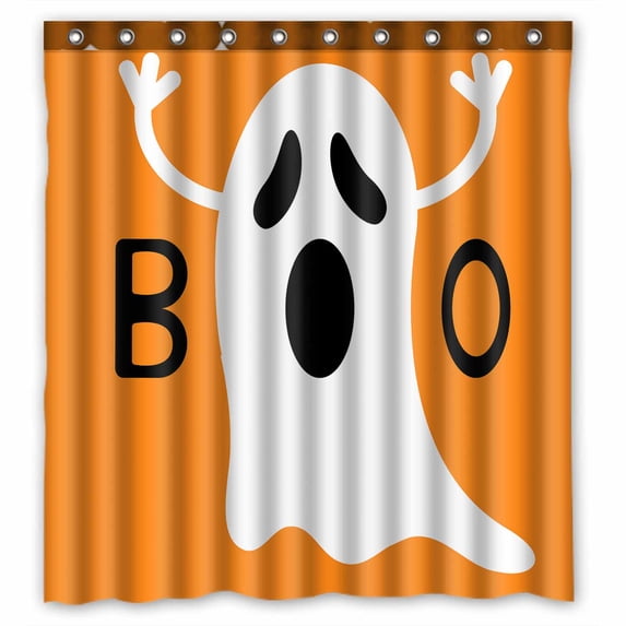 PKQWTM Happy Halloween Funny Flying Ghost WaterProof Polyester Fabric Shower Curtain Size 66x72 Inches
