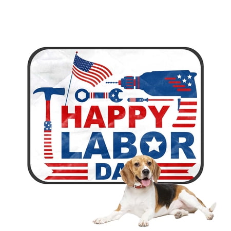 PKQWTM Happy Labor Day Pet Dog Cat Bed Pee Pads Mat Cushion Potty Dogsblankets Crate Bed Kennel 36x48 inch