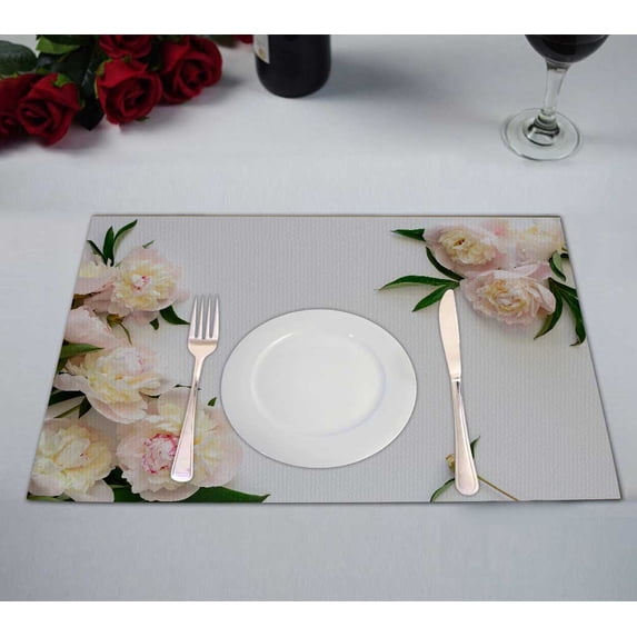 PKQWTM Happy Mother'S Day Flowers Kitchen Dining Table Mats Placemats Size 12x18 Inches, Set of 2 Pieces