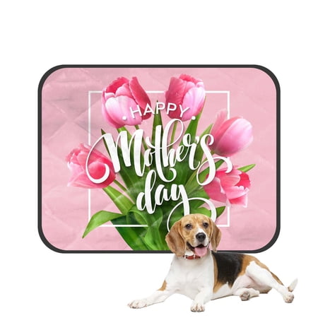 PKQWTM Happy Mothers Day Lettering Blooming Tulip Flowers Pet Dog Cat Bed Pee Pads Mat Cushion Potty Dogsblankets Crate Bed Kennel 28x36 inch