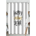 thumbnail image 1 of PKQWTM Happy New Year Shine Letters Black Gold Practical heat insulation Shading Window Curtain Size 52(W)x84(H) inches(One Piece), 1 of 1