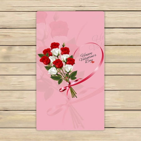 PKQWTM Happy Valentine'S Day Beautiful With Roses And Red Ribbon Microfiber Bath Towels Bathroom Body Shower Towel Size 16x28 Inches