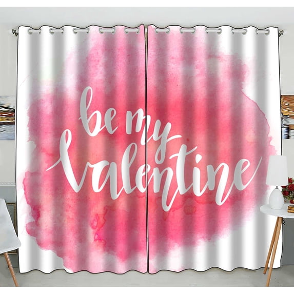PKQWTM Happy Valentines Day Practical heat insulation Shading Window Curtain Size 52(W) x 84(H) inches (Two Piece)