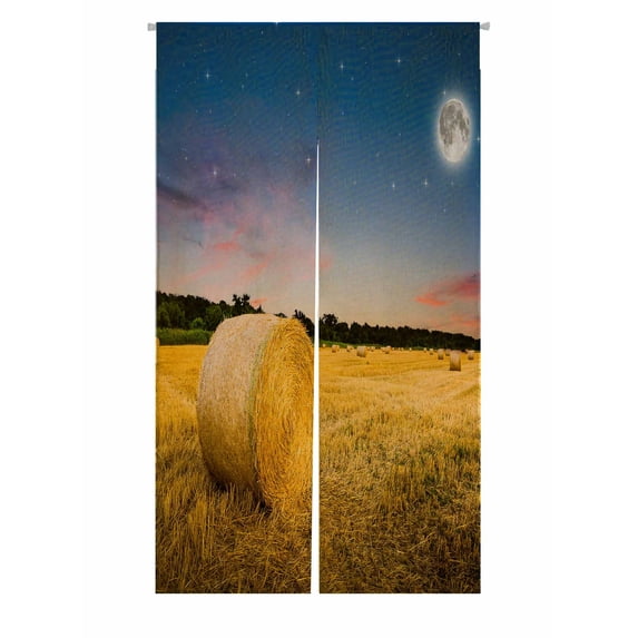 PKQWTM Hay Bales Night Door Curtain Window Cover Home Decor Hanging Curtain Size 85x150 CM