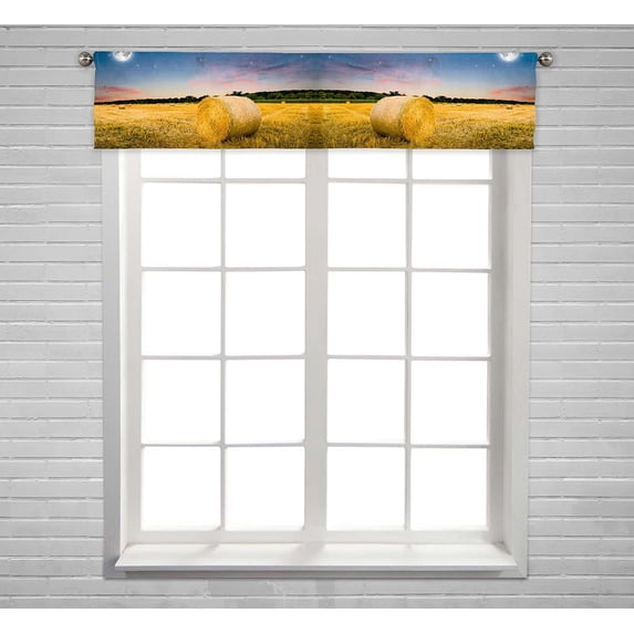 PKQWTM Hay Bales Night Window Curtain Valance Rod Pocket 54x12 inch