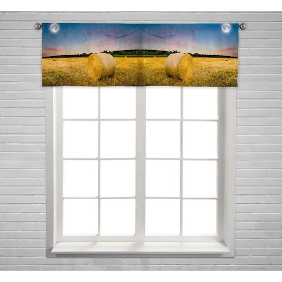 PKQWTM Hay Bales Night Window Curtain Valance Rod Pocket 54x18 inch