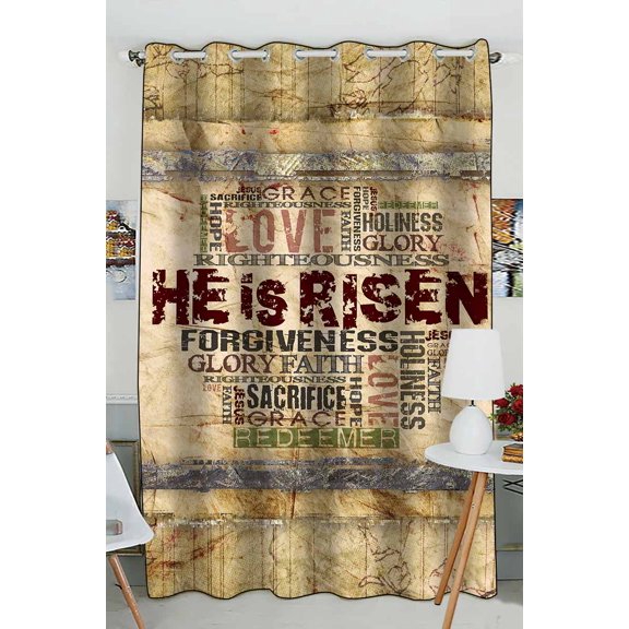 PKQWTM He Is Risen Religious quot Practical heat insulation Shading Window Curtain Size 52(W) x 84(H) inches(One Piece)