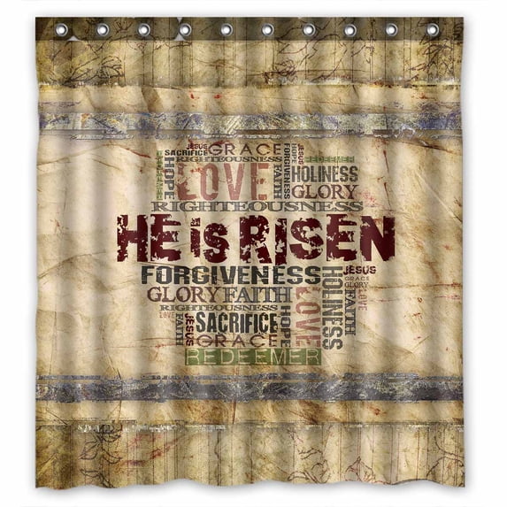 PKQWTM He Is Risen Religious quot WaterProof Polyester Fabric Shower Curtain Size 66x72 Inches