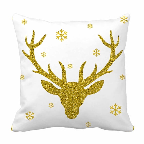 PKQWTM Head Of Deer With Big Horns Bed Decor Pillow Cases Zippered Cushion Cover Size 16x16 Inches