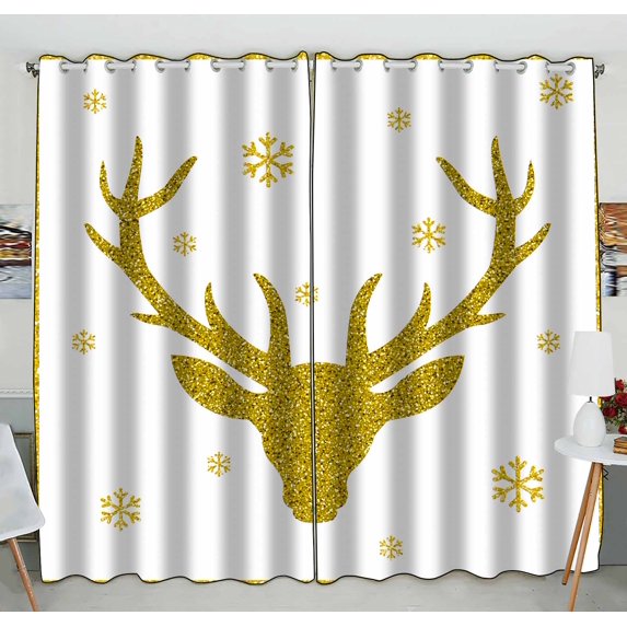 PKQWTM Head Of Deer With Big Horns Practical heat insulation Shading Window Curtain Size 52(W)x84(H) inches(Two Piece)