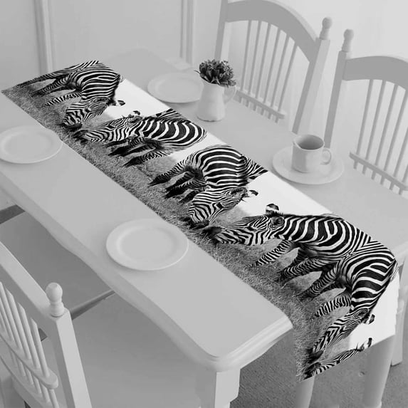 PKQWTM Headshot Of A Burchell'S Zebra Cotton and Linen Table Runner Kitchen Dining Room Supplies Size 16x72 Inch