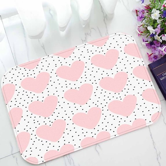 PKQWTM Hearts Pastel Pink Dots Texture Home Decor Floor Mat Area Rug Doormat Size 15.7x23.6 Inches