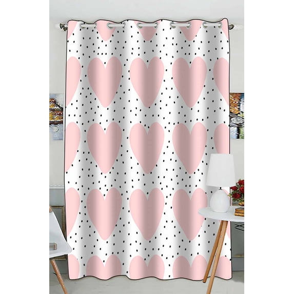 PKQWTM Hearts Pastel Pink Dots Texture Practical heat insulation Shading Window Curtain Size 52(W)x84(H) inches(One Piece)