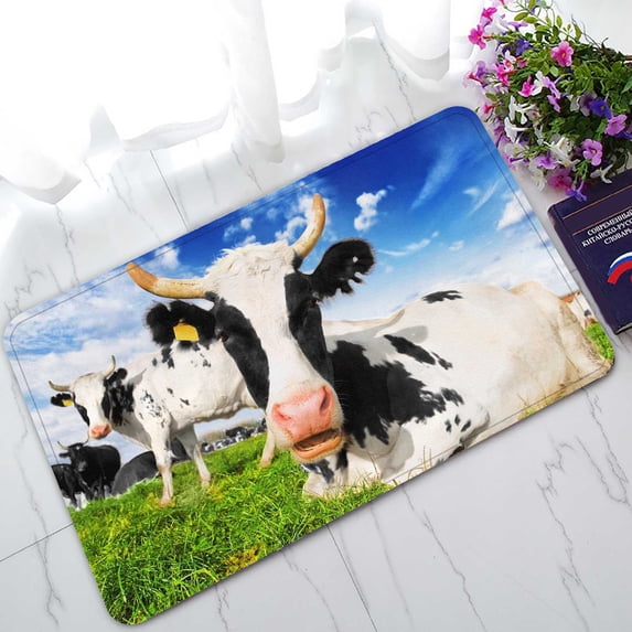 PKQWTM Herd Of Cows Grazing In Meadow Home Decor Floor Mat Area Rug Doormat Size 18x30 Inches