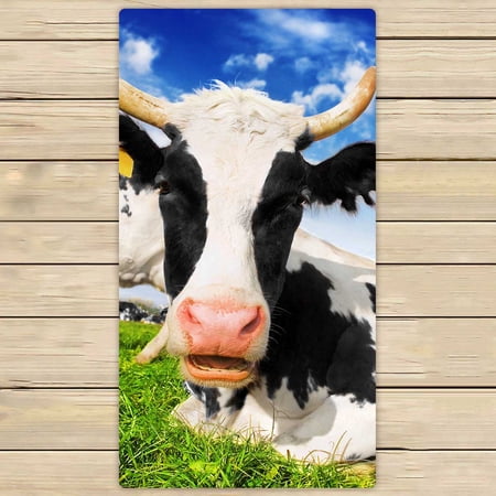 PKQWTM Herd Of Cows Grazing In Meadow Microfiber Bath Towels Bathroom Body Shower Towel Size 30x56 Inches