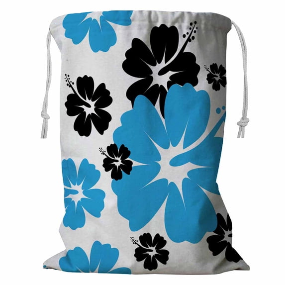 PKQWTM Hibiscus flower Storage Basket Laundry Bag with Drawstring Size 24x32 Inch