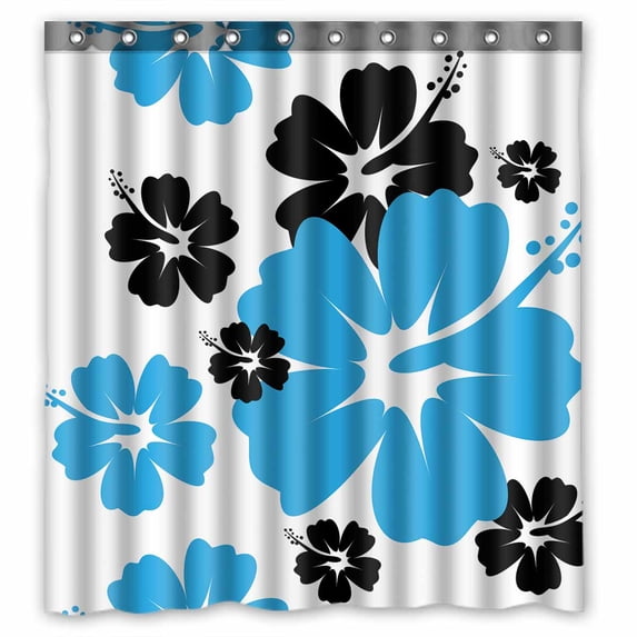 PKQWTM Hibiscus flower WaterProof Polyester Fabric Shower Curtain Size 66x72 Inches