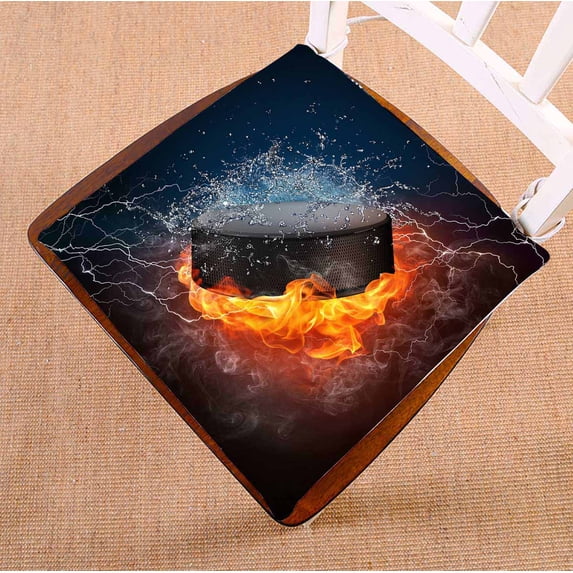 PKQWTM Hockey puck in fire and water Chair Pads Chair Mat Seat Cushion Chair Cushion Floor Cushion Size 20x20 inches