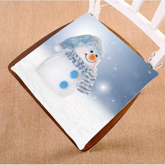 PKQWTM Holiday Winter Cute Cheerful Snowman Snow Chair Pads Chair Mat Seat Cushion Chair Cushion Floor Cushion Size 16x16 inches