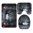 thumbnail image 1 of PKQWTM Horror scenery zombie pumpkins old garden gate 3 Piece Bathroom Rugs Set Bath Rug Contour Mat and Toilet Lid Cover, 1 of 2