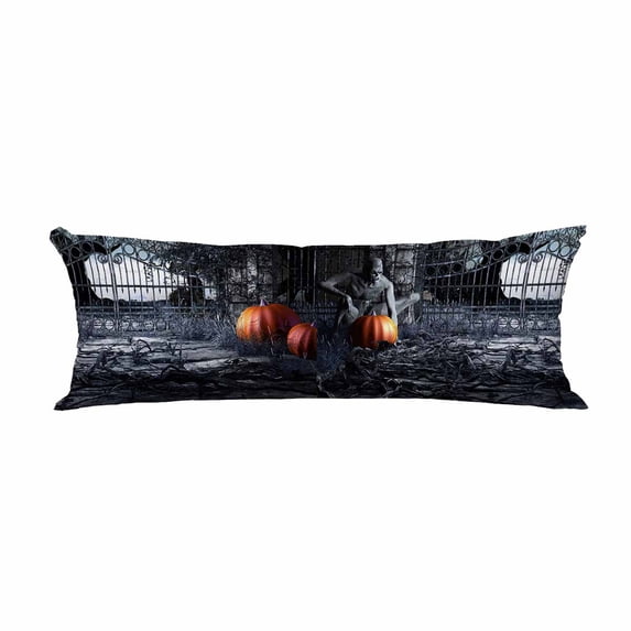PKQWTM Horror scenery zombie pumpkins old garden gate Long Body Pillow Case Cover Pillow Cushion Size 20x60 Inches