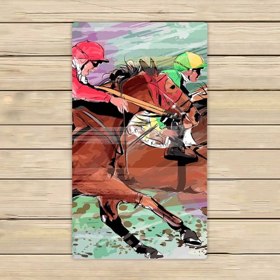 PKQWTM Horse Racing Over Grunge Microfiber Bath Towels Bathroom Body Shower Towel Size 16x28 Inches