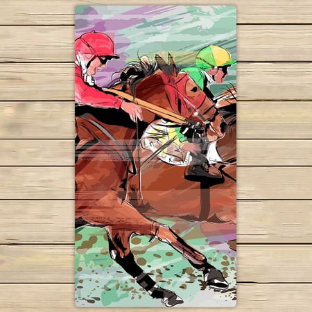 PKQWTM Horse Racing Over Grunge Microfiber Bath Towels Bathroom Body Shower Towel Size 30x56 Inches
