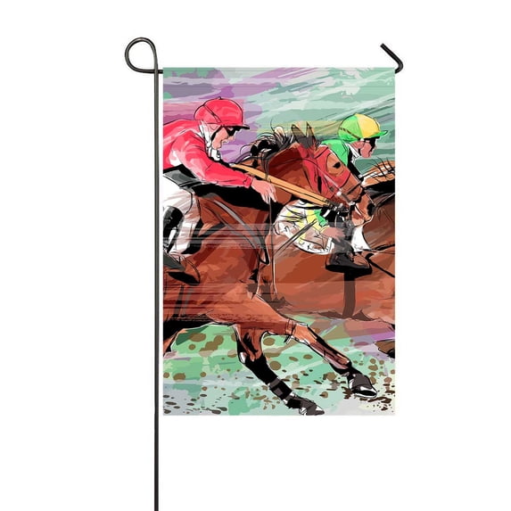PKQWTM Horse Racing Over Grunge Yard Decor Home Garden Flag Size 12x18 Inches