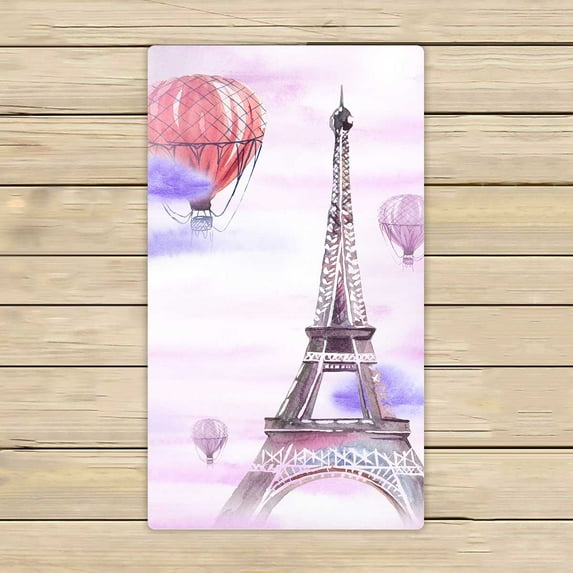 PKQWTM Hot Air Balloon Paris Eiffel Tower Microfiber Bath Towels Bathroom Body Shower Towel Size 16x28 Inches