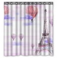 thumbnail image 1 of PKQWTM Hot Air Balloon Paris Eiffel Tower WaterProof Polyester Fabric Shower Curtain Size 66x72 Inches, 1 of 1