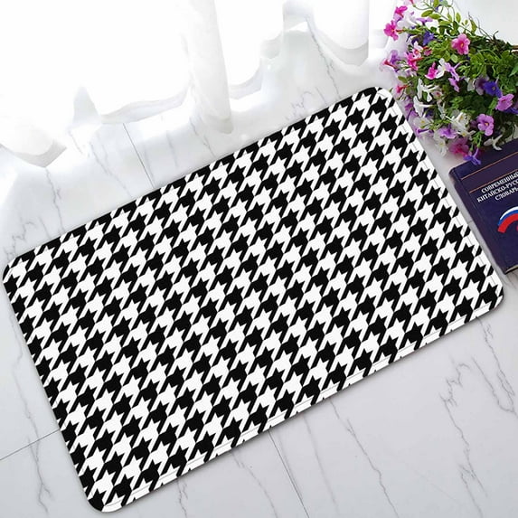 PKQWTM Houndstooth Home Decor Floor Mat Area Rug Doormat Size 18x30 Inches