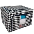 thumbnail image 1 of PKQWTM Houndstooth Storage Bag Clear Window Storage Bins Boxes Large Capacity Foldable Stackable Organizer With Steel Metal Frame For Bedding,Clothes,Closets, Bedrooms, 1 of 3