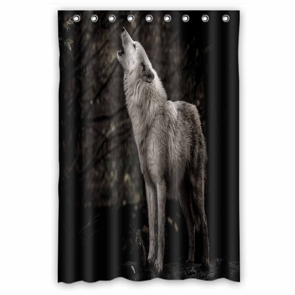 PKQWTM Howling Wolf In The Dark WaterProof Polyester Fabric Shower Curtain Size 48x72 Inches