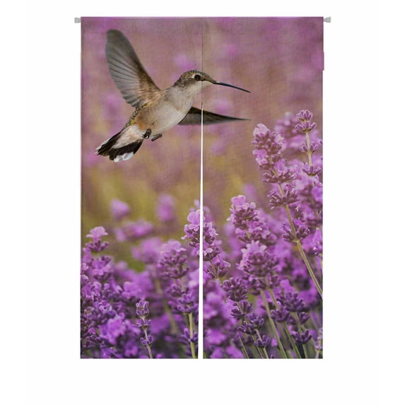 PKQWTM Hummingbird lavender flowers Door Curtain Window Cover Home Decor Hanging Curtain Size 85x120 CM