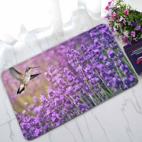 PKQWTM Hummingbird lavender flowers Home Decor Floor Mat Area Rug Doormat Size 18x30 Inches