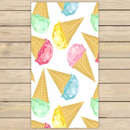 PKQWTM Ice Cream Microfiber Bath Towels Bathroom Body Shower Towel Size 30x56 Inches
