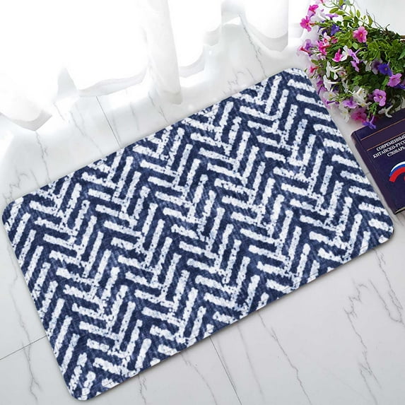 PKQWTM Indigo Dyed Herringbone Home Decor Floor Mat Area Rug Doormat Size 18x30 Inches