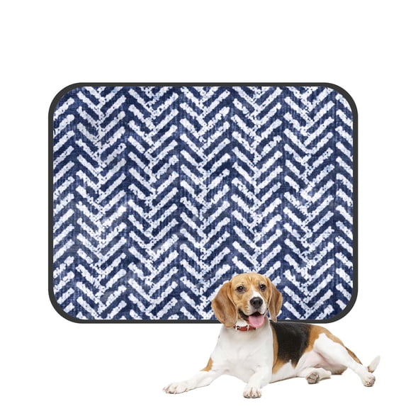PKQWTM Indigo Dyed Herringbone Pet Dog Cat Bed Pee Pads Mat Cushion Potty Dogsblankets Crate Bed Kennel 14x18 inch