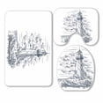 thumbnail image 1 of PKQWTM Island With Rocks And Lighthouse Sketch Birds Near Clouds 3 Piece Bathroom Rugs Set Bath Rug Contour Mat and Toilet Lid Cover, 1 of 2